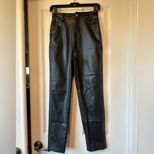Zara Black high waisted vegan leather pants size 0